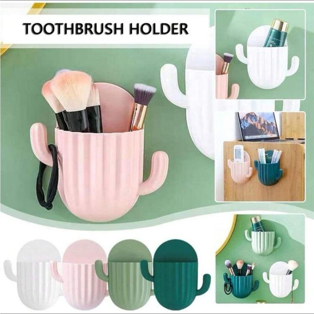 Cactus-Shaped Toothbrush Holder: Fun Bathroom Organizer for hair ties, brushes